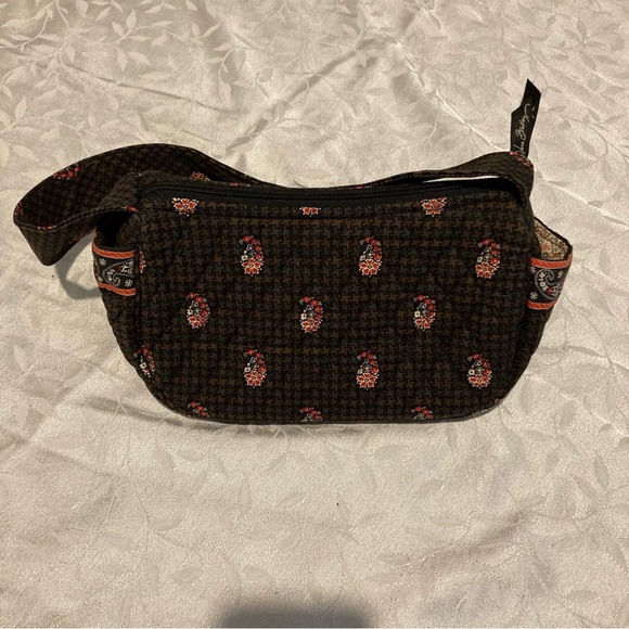 VERA BRADLEY SMALL QUILTED BLACK FLORAL BAG - Picture 2 of 7